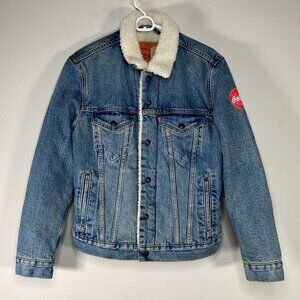 Levi's Type III Sherpa Trucker Denim Jacket Men's Small Blue Coca Cola Logo NWT
